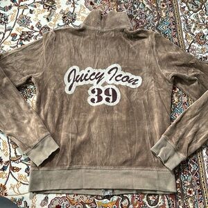 Juicy Couture Brown Large Green Label Juicy Icon 39 Jacket Hoodie